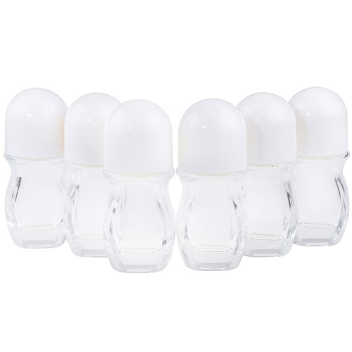 6Packs Deodorant Roll On Bottles Containers Leak Proof Massage Roller Ball Bottles with Cap For Essential Oils Perfume Cosmetics, Glass Empty Roller Bottles with Plastic Roller Ball 30ML