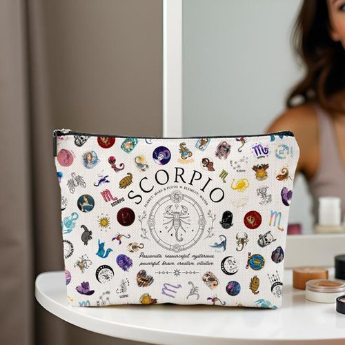 XYZONE Scorpio Gifts for Women, Scorpio Zodiac Cosmetics Bag, Travel Makeup Bags, Scorpio Birthday Gifts for Women & Astrology Lovers