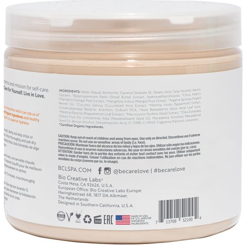 BCL SPA Organic Mandarin and Mango moisture mask for hands, foot mask, and body mask skin care spa treatment, home or professional use with argan oil, olive oil, aloe vera, cucumber, and kelp 16 fl oz