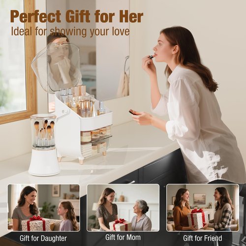 CLBDRESS Makeup Organizer Skincare Organizers, Make up Organizer for Vanity, Cosmetic Display Cases with Transparent Cover, Cosmetic Organizer for Bathroom, Dresser, Countertop Organizer, Rose Gold