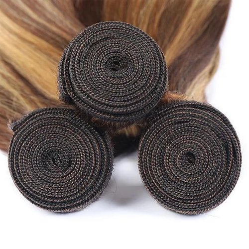 P33/27 Highlight Blonde Bundles Human Hair Straight Bundles 18 20 22 Inch 3 Bundle Unprocessed Brazilian Virgin Hair Reddish Brown Straight Human Hair Extensions 50 Gram Per Bundle