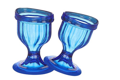 Blue Colored Eye Wash Cup for Effective Eye Cleansing - Eye Shaped Rim, Snug Fit, Perfect Eye wash kit (Set 2 Pcs)
