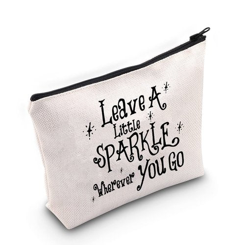 MBMSO Leave a Little Sparkle wherever You Go Makeup Bag Sparkle Cosmetic Bag Travel Makeup Bag Inspirational Gifts for Women (Sparkle Bag)