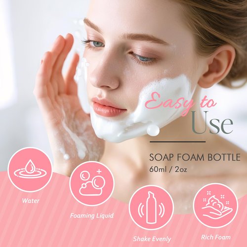 Foam Pump Bottle 2Pcs Travel Lash Shampoo Bottle, Empty Portable Refillable Mousse Foam Soap Dispenser for Hand Soap, Lash Cleanser, Shampoo, Face Wash, Cosmetics (Black, 2oz/60ml)