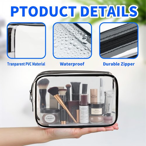 Dismok 16 Packs Clear Makeup Bag - Waterproof Cosmetic Bag, Portable Travel Makeup Bag with Zipper for Men and Women