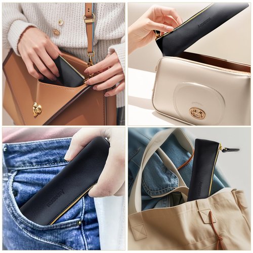 Aspamms 3PCS Small Makeup Bag for Purse, Mini Portable Cosmetic Bags for Women, Coin Purse Lipstick Cosmetic Accessories Leather Organizer, Small Travel Kit Storage Pouch