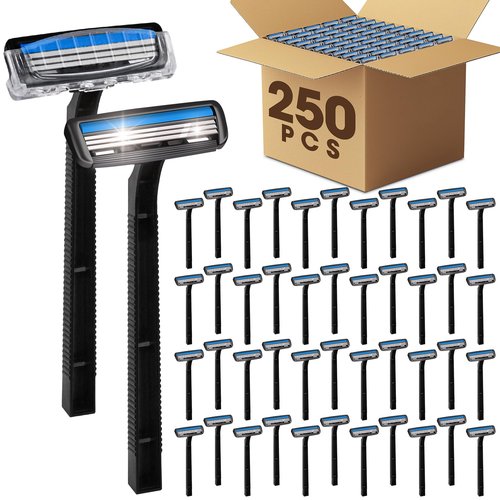 CXYARY 150 Pcs 3 Blade Disposable Razors With Clear Safety Cap, Shaving Razors Bulk for Men &Women, Stainless Steel Blade, Multipurpose Portable Shave Razor for Bathing Hotel Travel, Black