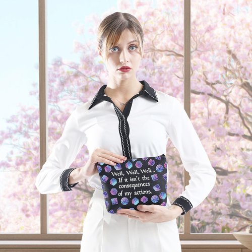 GJTIM DandD Gift Role Playing Games Gift Dice Pouch DandD Accessory Pouch Bag Games Makeup Bag for RPG Gamer (My Actions Bag)