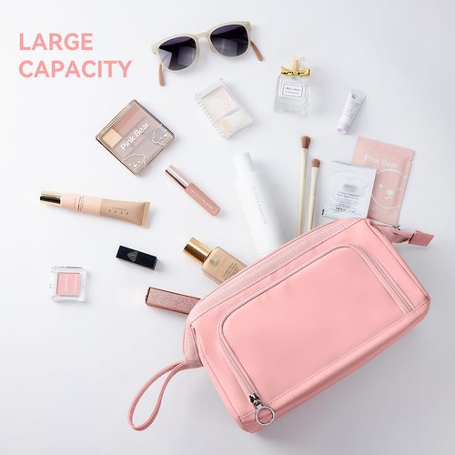 WLLWOO WLLWOO Large Portable Waterproof Toiletry Bag Travel Makeup Bag for Women Purse, Nylon Wide-open Cosmetic Bag Make Up Organizer For Toiletries Accessories Brushes