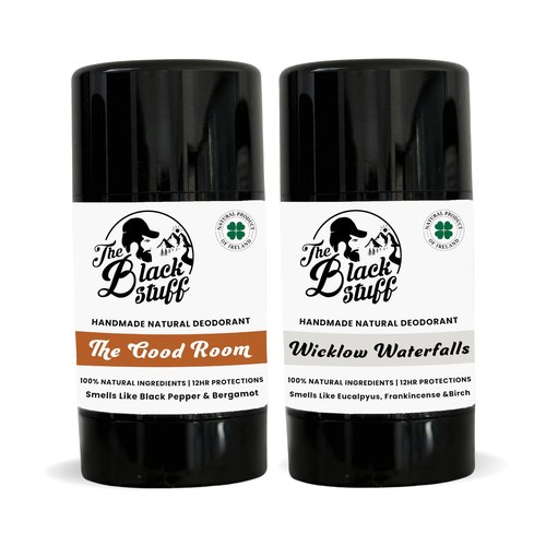 The Black Stuff Natural Deodorant with Kaolin Clay & Clove Aluminum Free Deodorant for Men for Long-Lasting Freshness, The Good Room & Wicklow Waterfall Mens Deodorant (Pack of 2)
