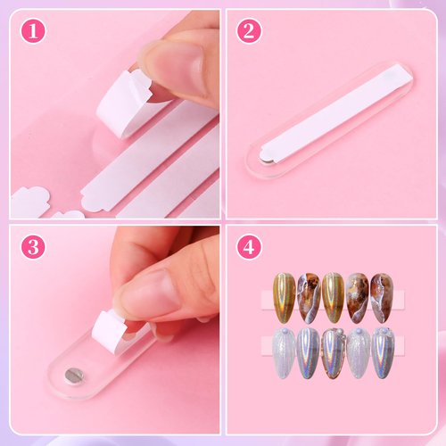 BQAN 12 Sheets Double Sided Nail Tape for Press On Nails, Clear Adhesive Mounting Tapes for Nails Design Display/Fake Nail Storage/Manicure Packaging Organize