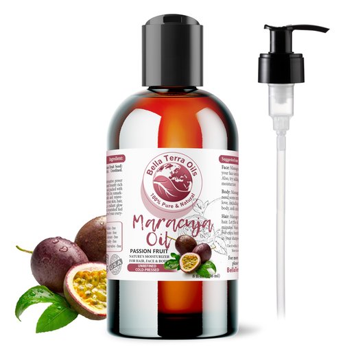 Bella Terra Oils - Maracuja (Passion Fruit) Oil 8 oz - A Symphony of B-Vitamins & Antioxidants, Immerse in The Luxury of Silky, Soft Skin