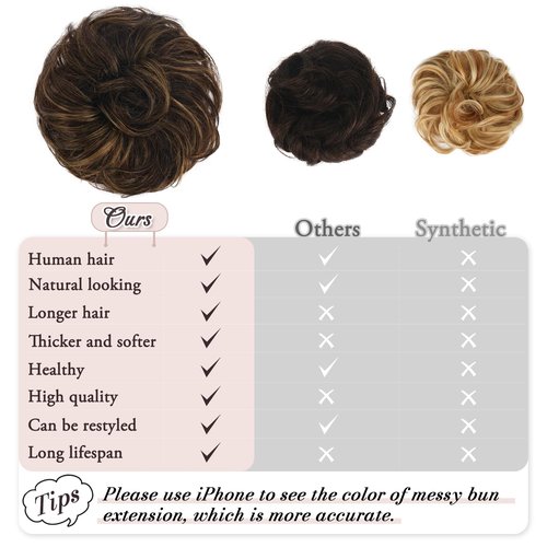 RUWISS Messy Bun Hair Piece for Women 100% Real Human Hair 30g + 26g