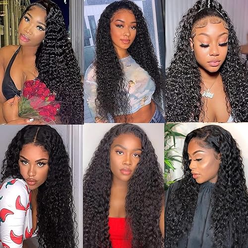30 Inch Curly Lace Front Wig Human Hair 13x4 Lace Frontal Deep Wave Wig Pre Plucked with Baby Hair 180% Density Brazilian Virgin Wet and Wavy Wigs for Black Women (Deep Wave Wig, 30 Inch)