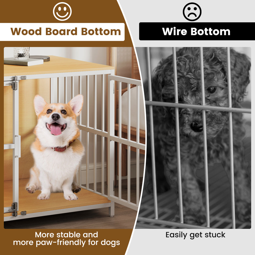 40 Inch Dog Crate Furniture with Dual Lockable Doors - Natural Variation