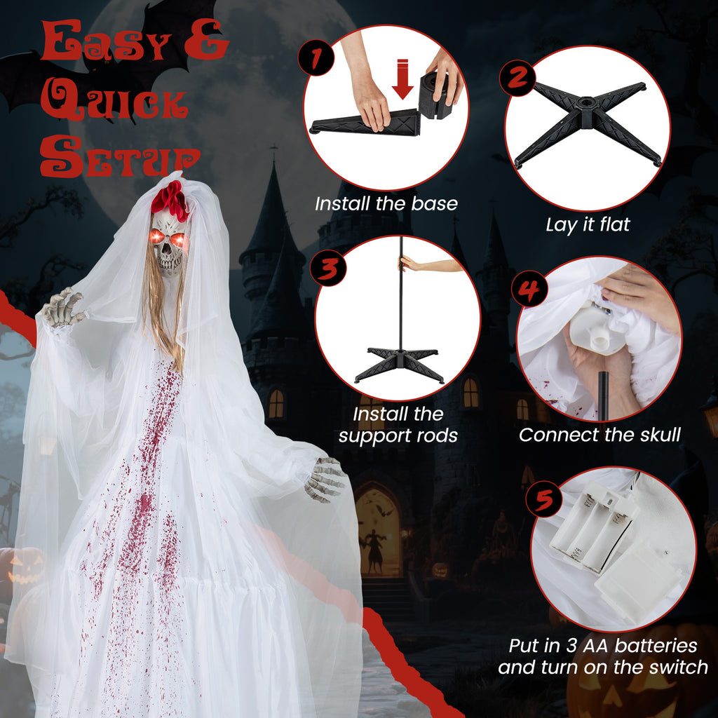 Halloween Animatronic Standing Bride 7.2 FT Haunted House Decoration - Bride Variation