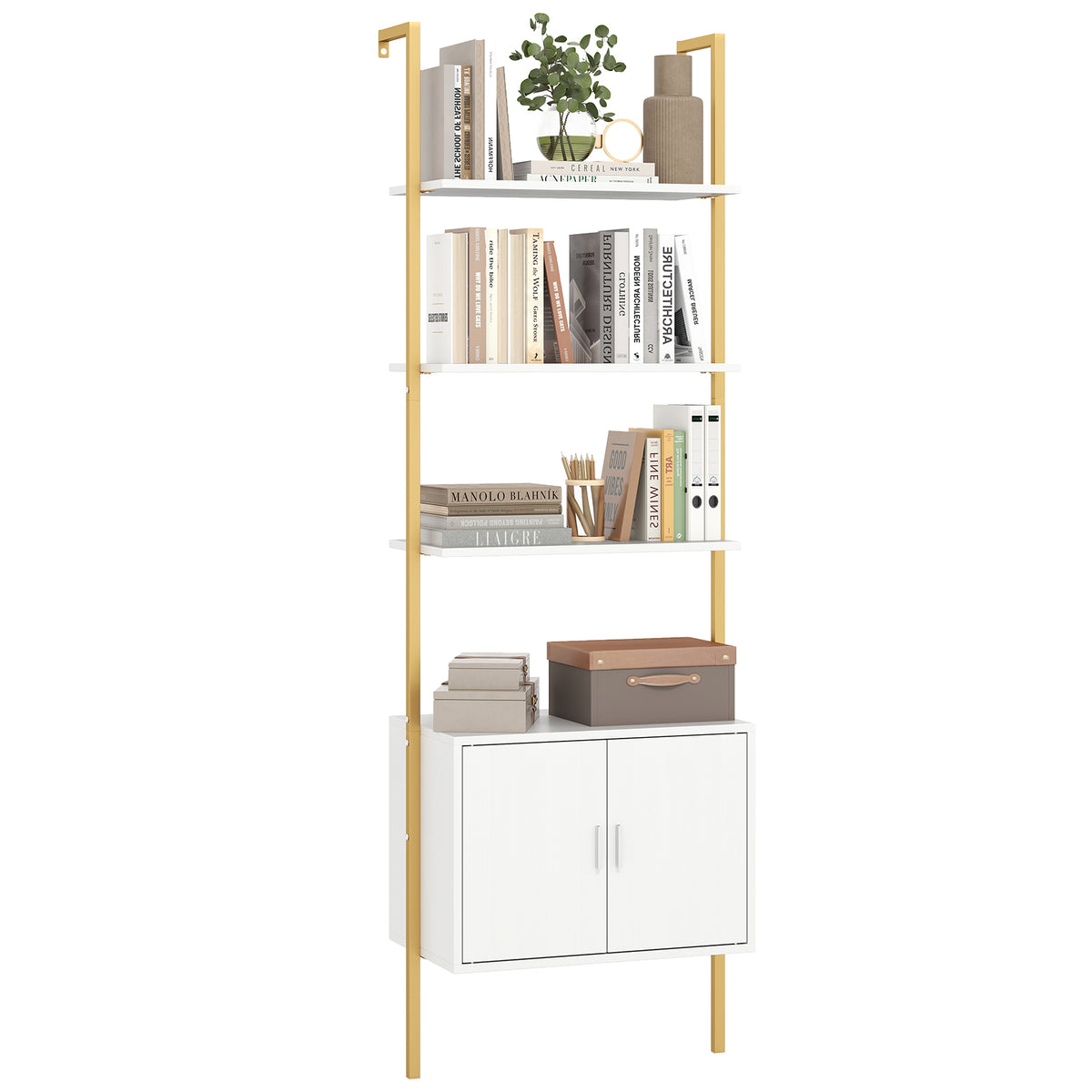 72.5 Inch Tall Bookshelf with Cabinet Anti-Tipping Kits and Metal