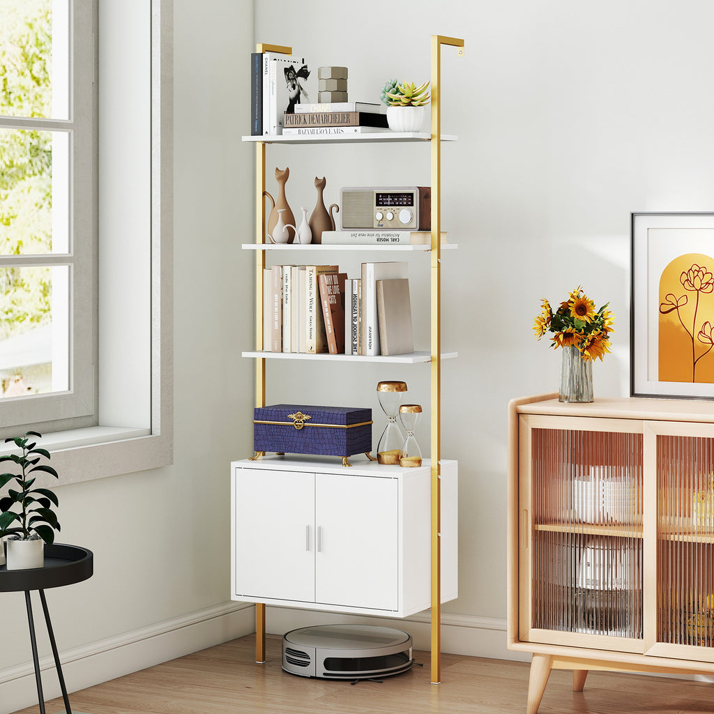 72.5 Inch Tall Bookshelf with Cabinet Anti-Tipping Kits and Metal