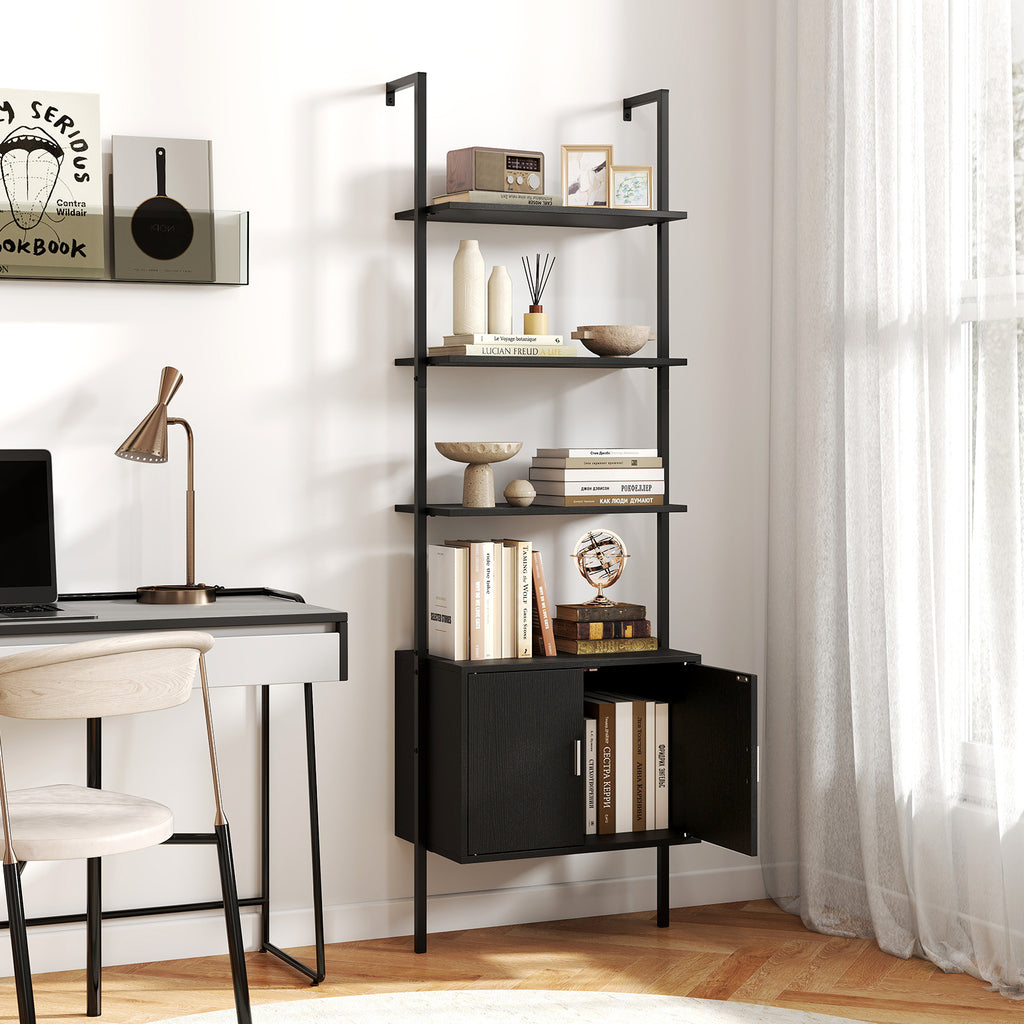 72.5 Inch Tall Bookshelf with Cabinet Anti-Tipping Kits and Metal