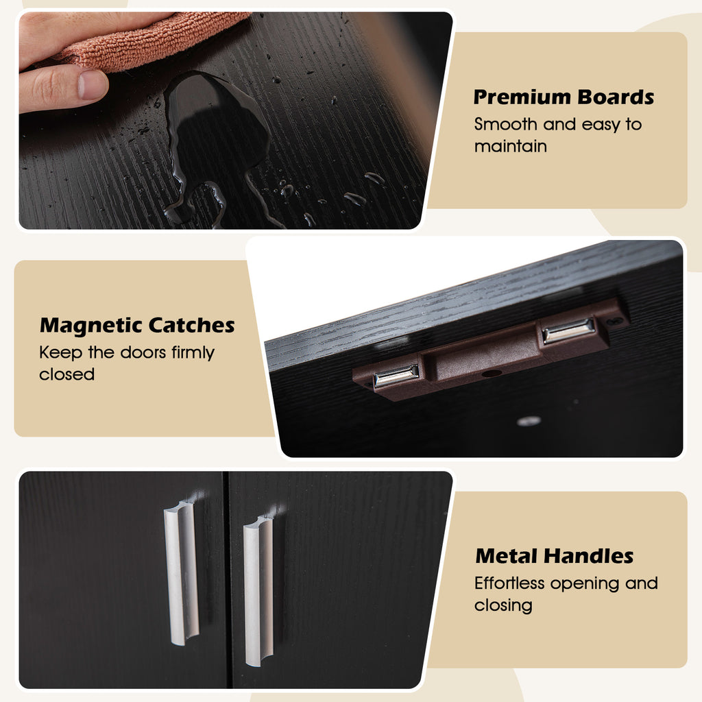 72.5 Inch Tall Bookshelf with Cabinet Anti-Tipping Kits and Metal