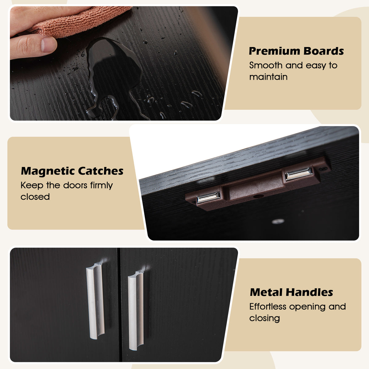 72.5 Inch Tall Bookshelf with Cabinet Anti-Tipping Kits and Metal