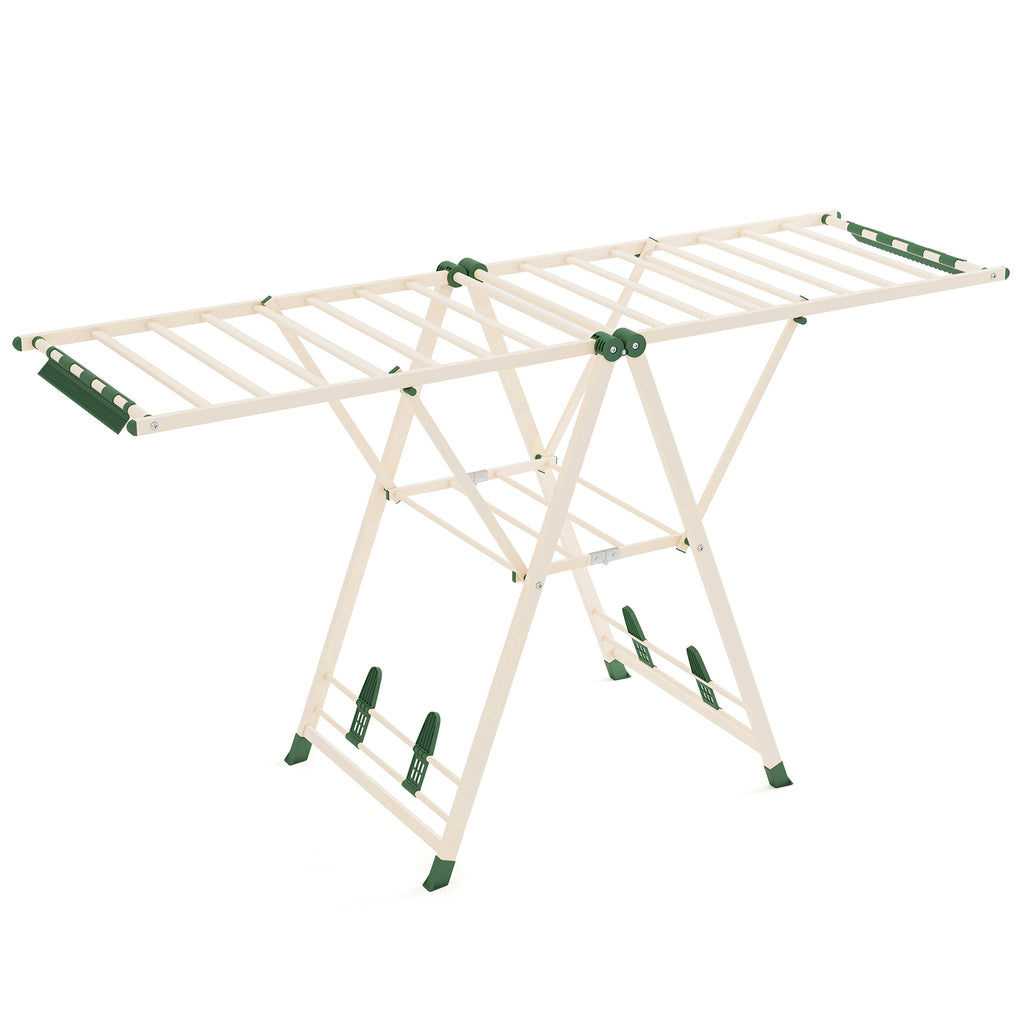 72.5 Inch Clothes Drying Rack with Adjustable Wings - Beige