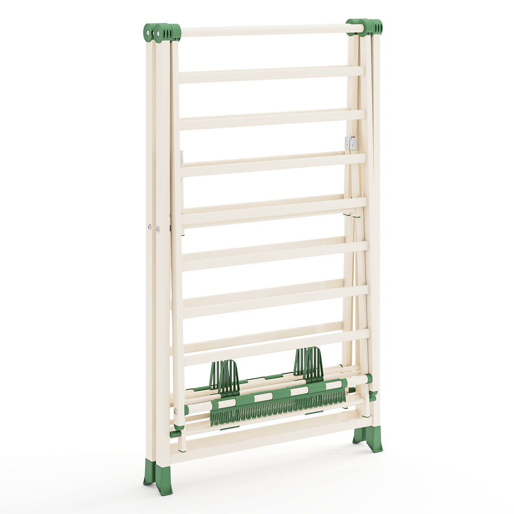 72.5 Inch Clothes Drying Rack with Adjustable Wings - Beige