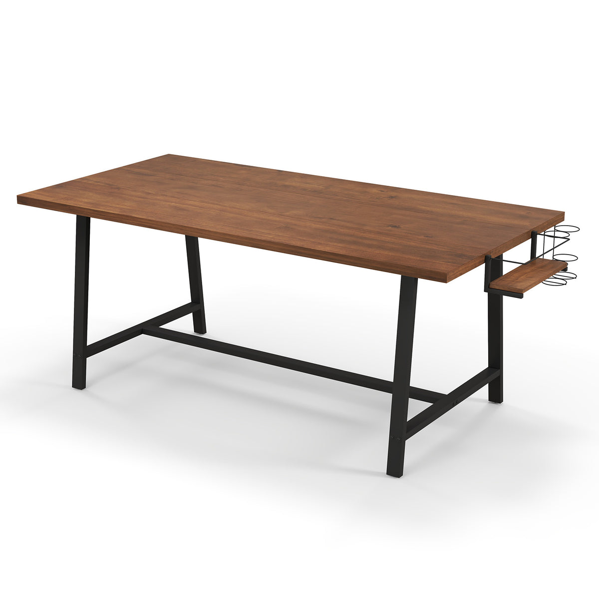 72-Inch Dining Table with Wine Rack - Walnut
