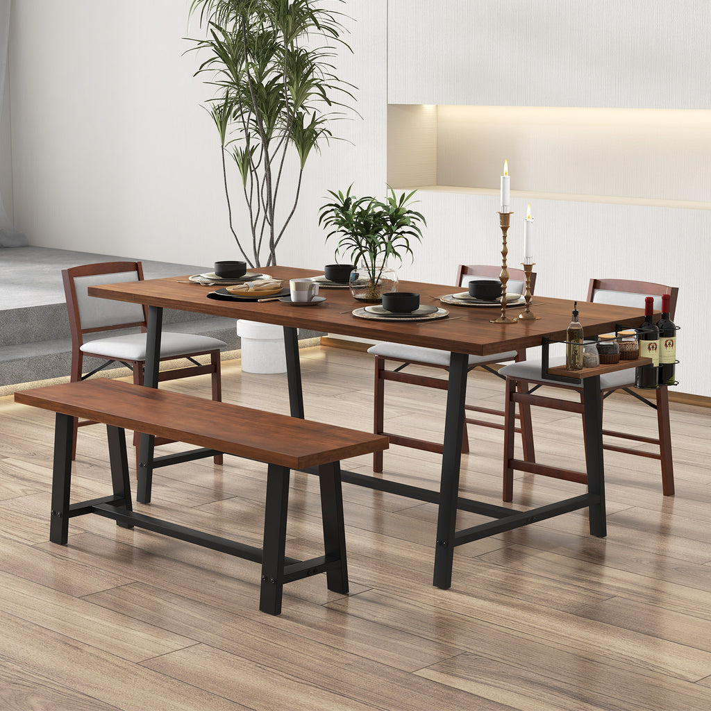 72-Inch Dining Table with Wine Rack - Walnut