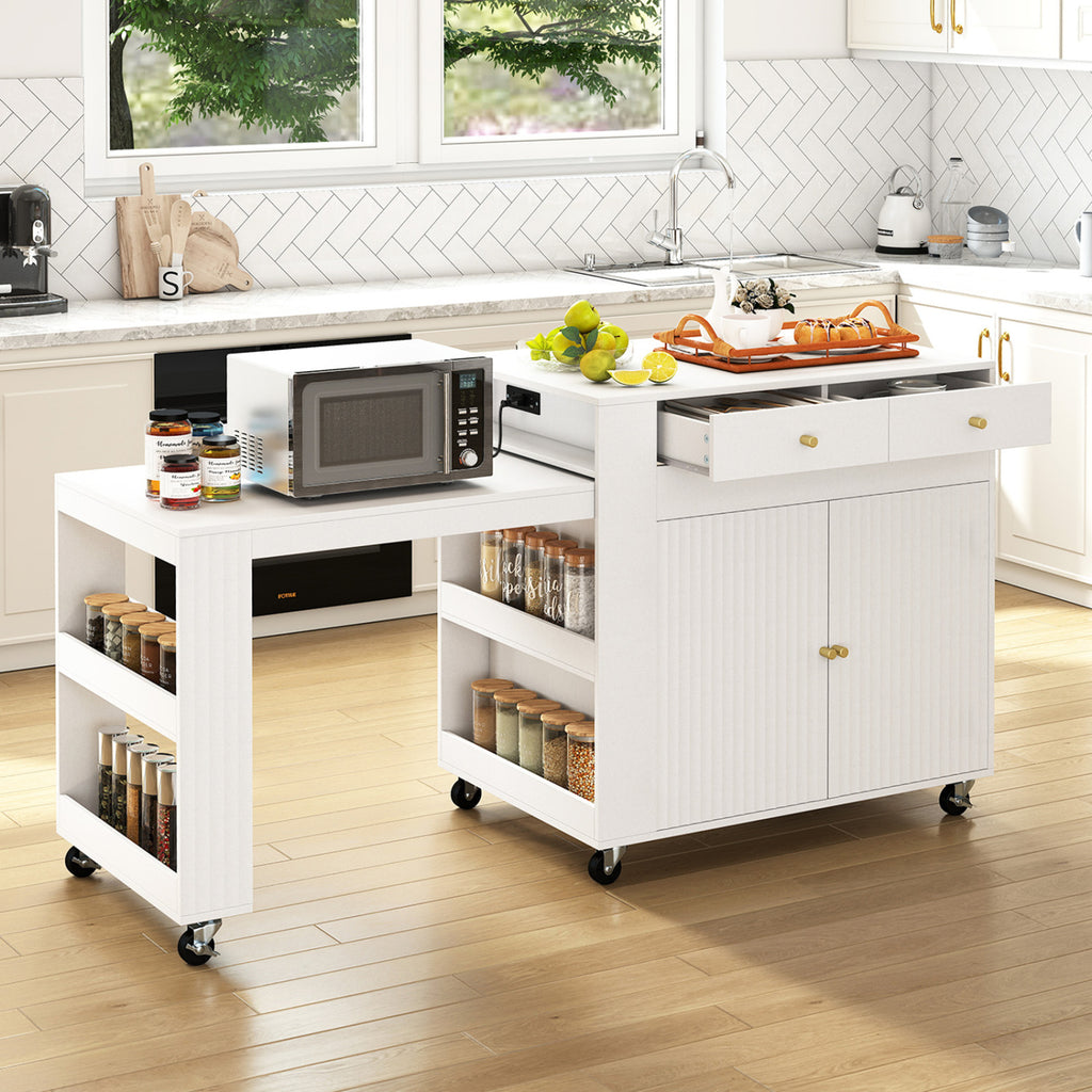 72" Kitchen Island with Extendable Dining Table - White
