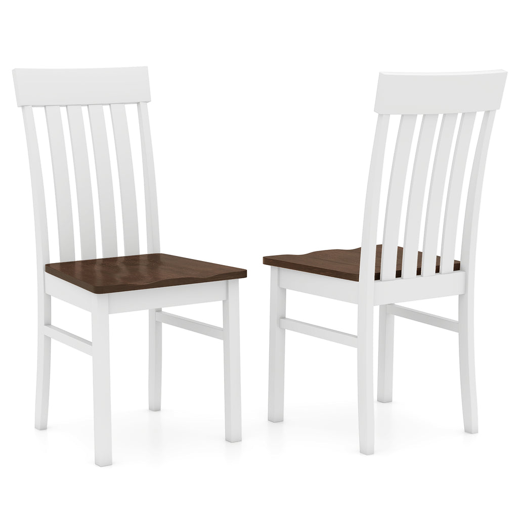Set of 2 Armless Dining Chairs, High Backrest, White Farmhouse