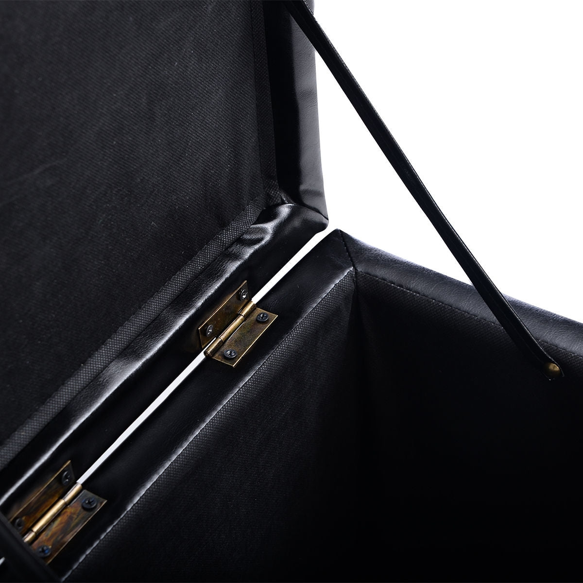 16 Inch Ottoman Storage Box with Hinge Top - Black