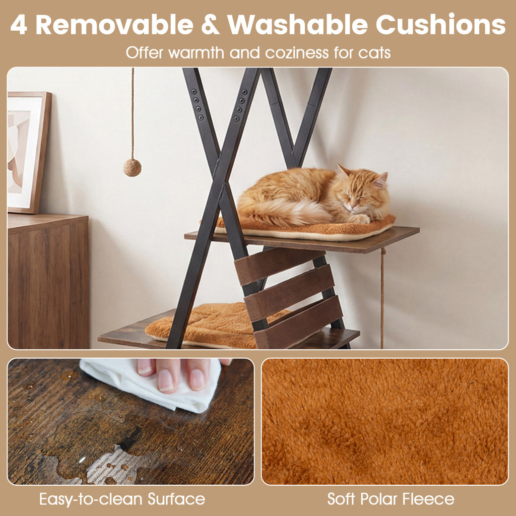 Rustic Brown 73-Inch Multi-Level Cat Tree with Condo & Perches for Indoor Cats