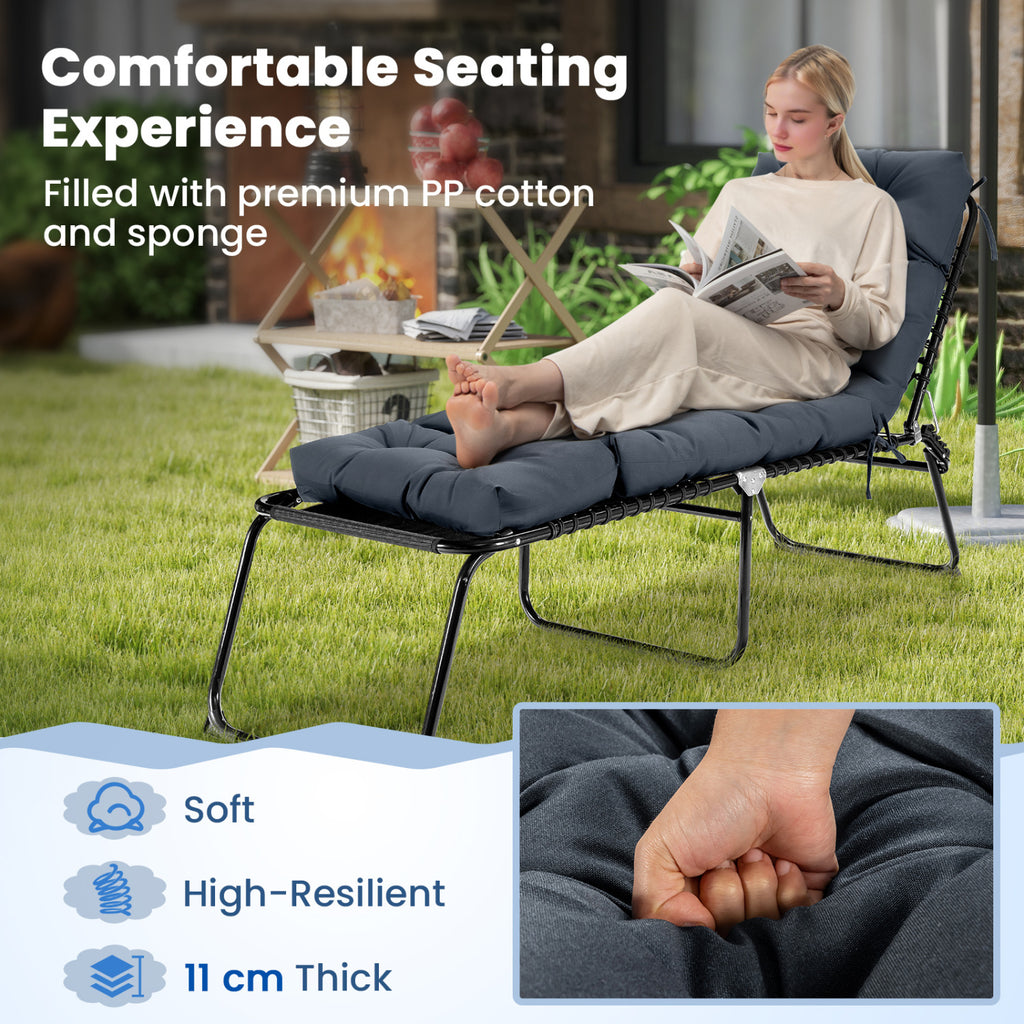 73"x22" Outdoor Lounge Chaise Cushion with High Back String Ties Set