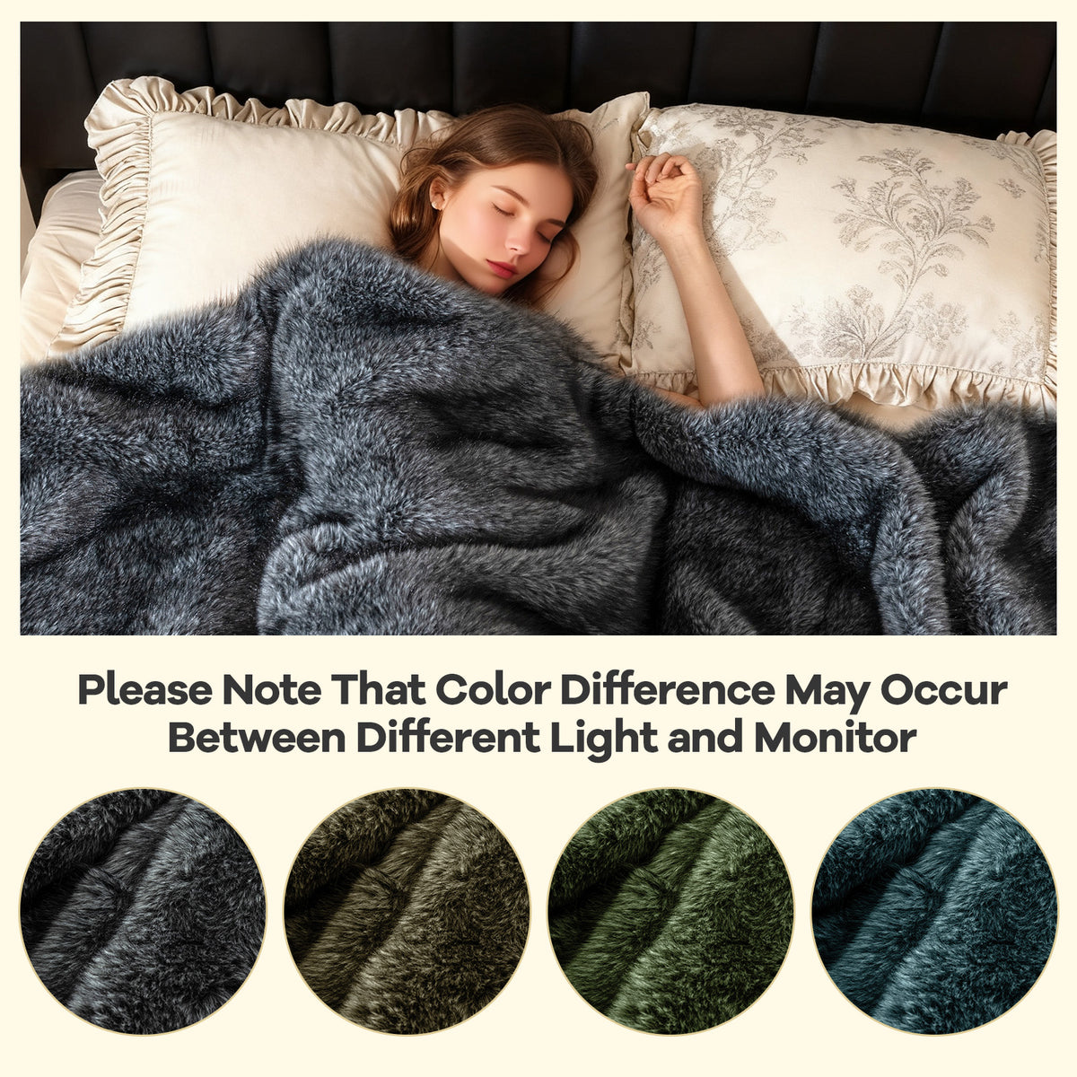 Faux Wolf Fur Blanket for Sofas - 740GSM, Gray