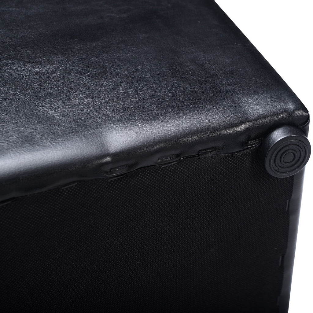 16 Inch Ottoman Storage Box with Hinge Top - Black