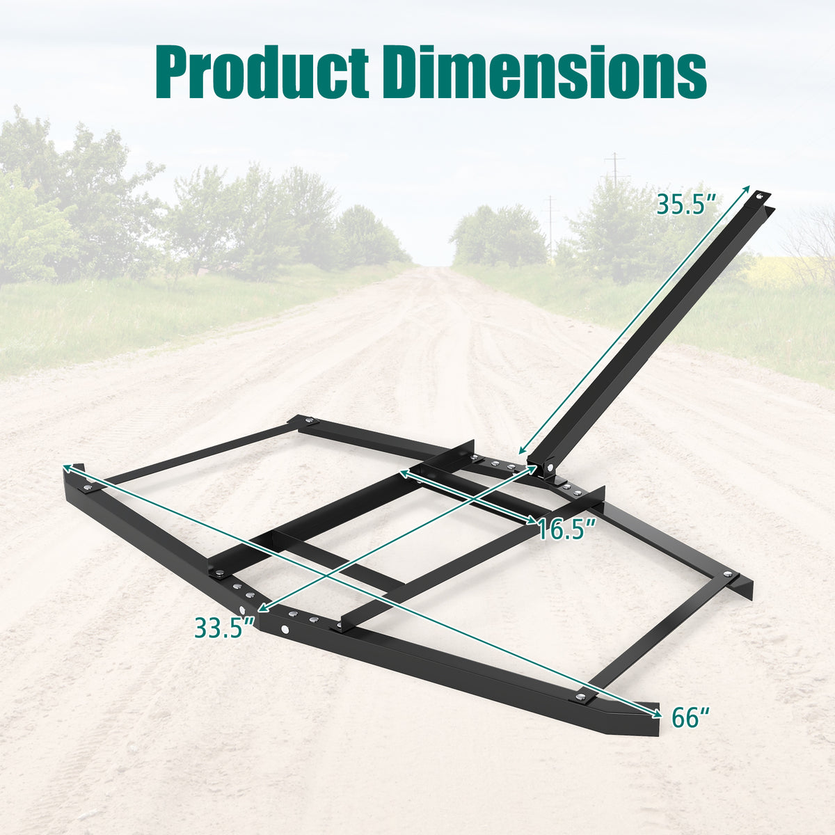 74 inch Tow Behind Landscape Leveling Rake - Black