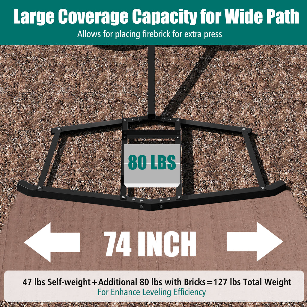 74 inch Tow Behind Landscape Leveling Rake - Black