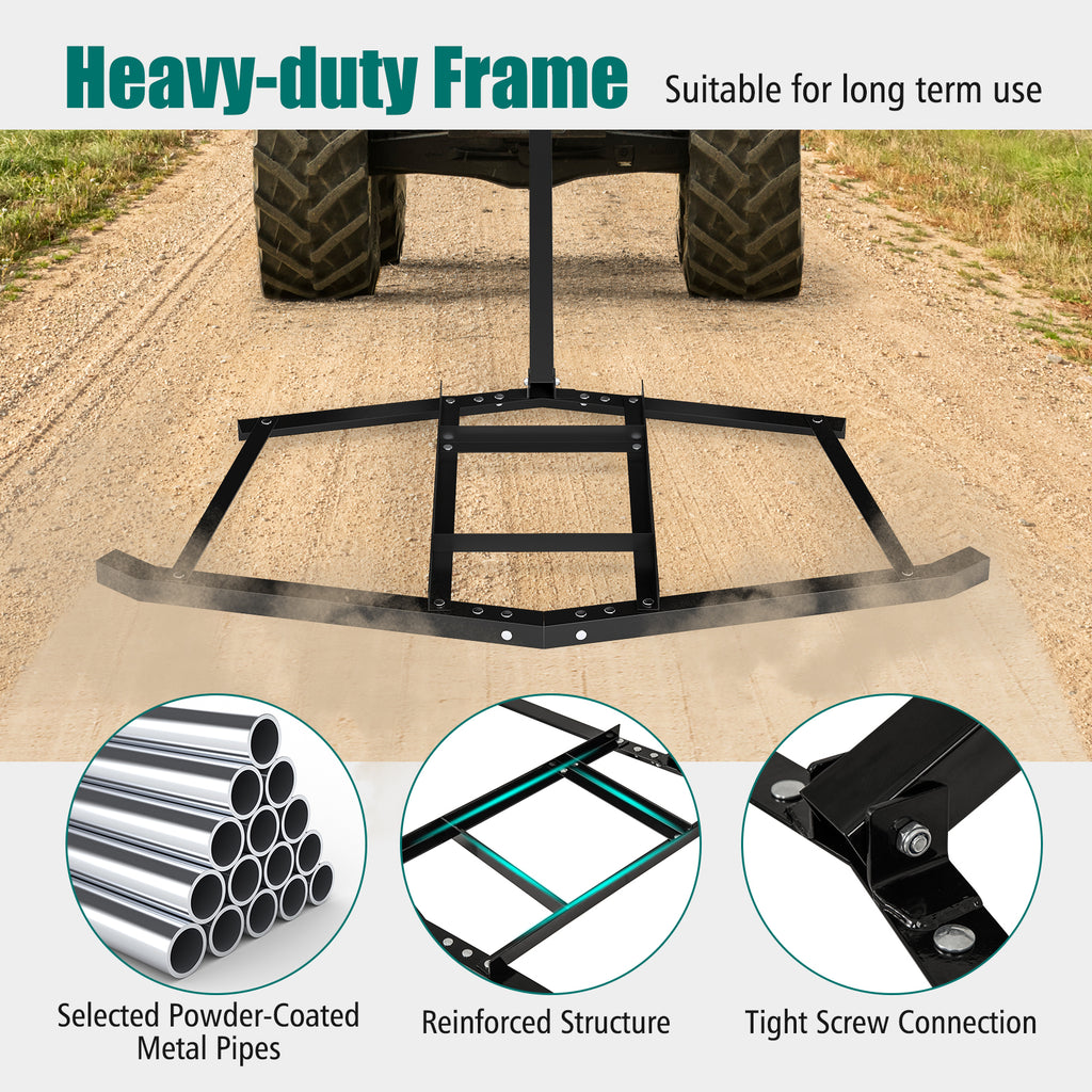 74 inch Tow Behind Landscape Leveling Rake - Black