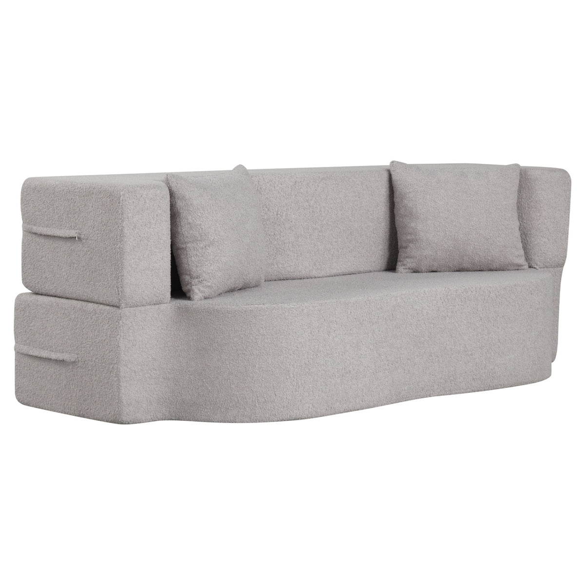 75.5" Folding Sofa Bed 2-in-1 Convertible - Gray Teddy Fleece