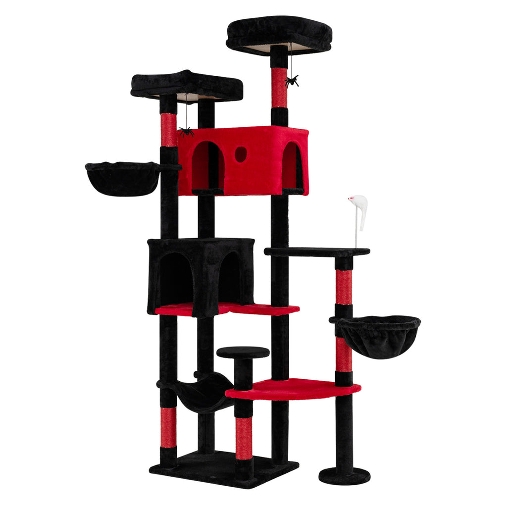 75 Inch Gothic Cat Tree with Plush Perches and Toys for Indoor Cats