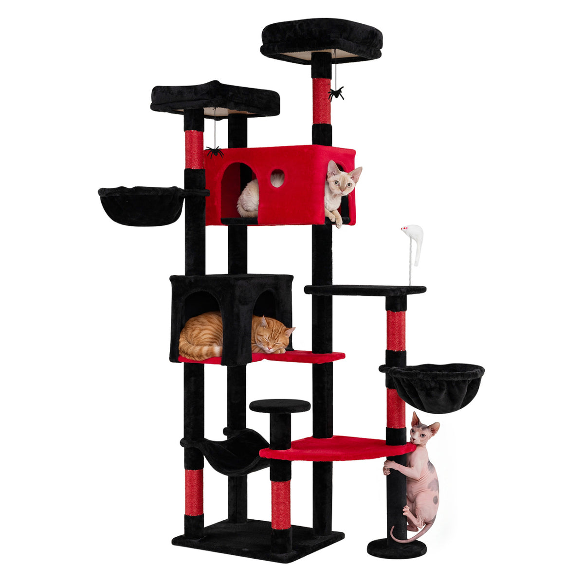 75 Inch Gothic Cat Tree with Plush Perches and Toys for Indoor Cats