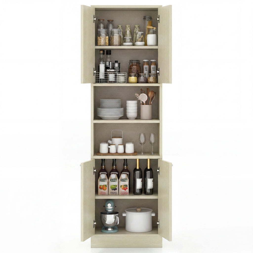 75" Tall Kitchen Pantry Cabinet with Doors & Shelves - Beige