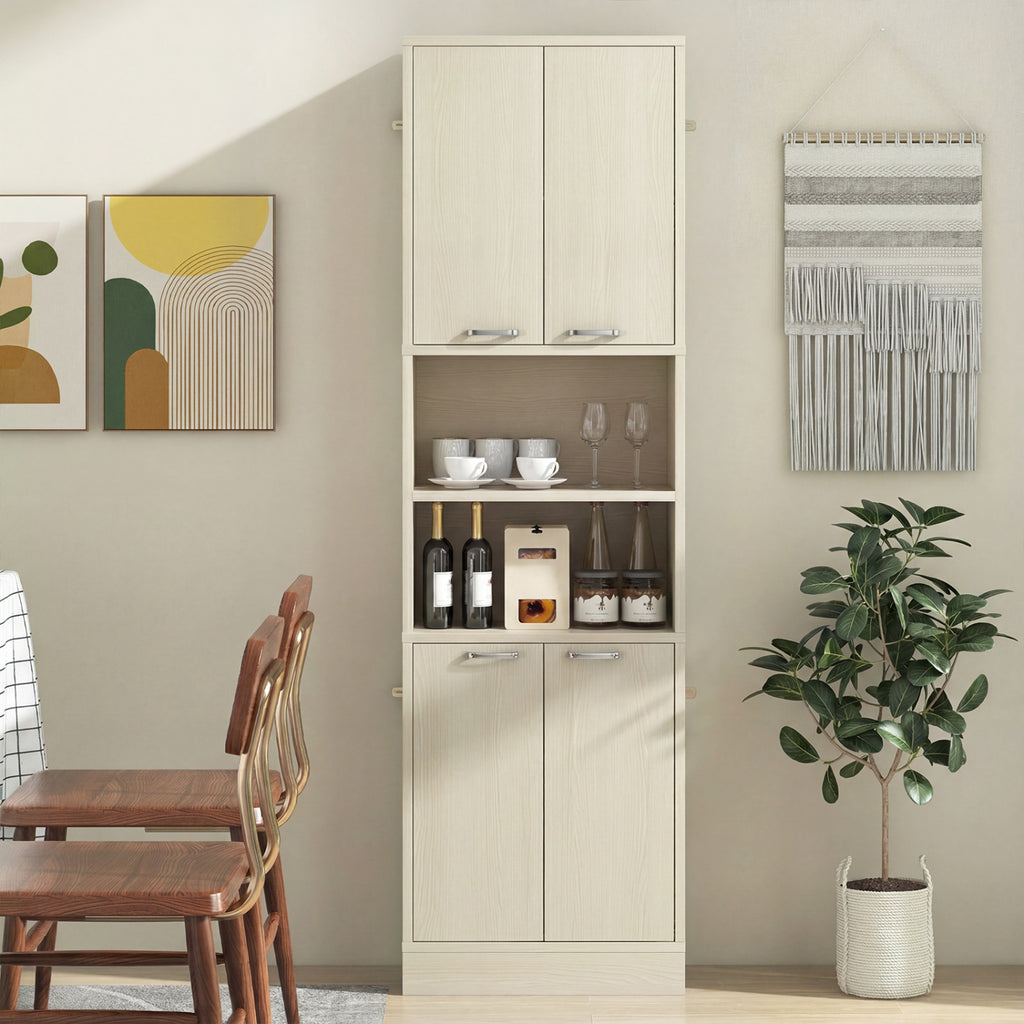 75" Tall Kitchen Pantry Cabinet with Doors & Shelves - Beige