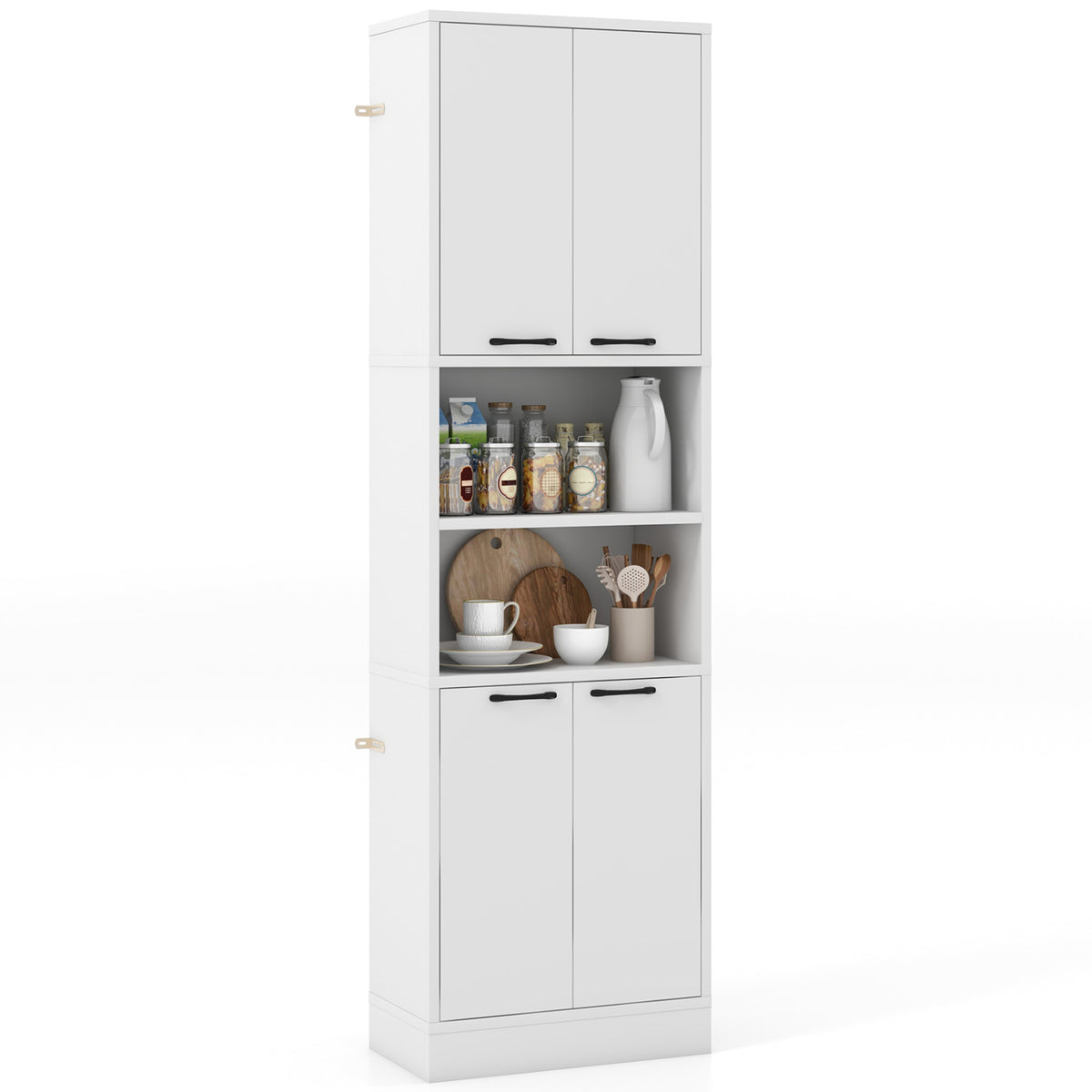 Kitchen Pantry Storage Cabinet with Microwave Stand – 65.5 Inch, Rustic Brown