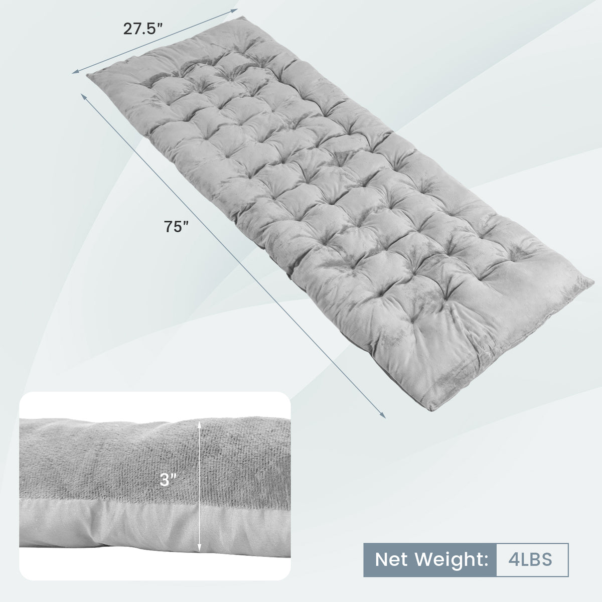 75 x 27.5 Inch Camping Cot Pads with Soft and Breathable Crystal
