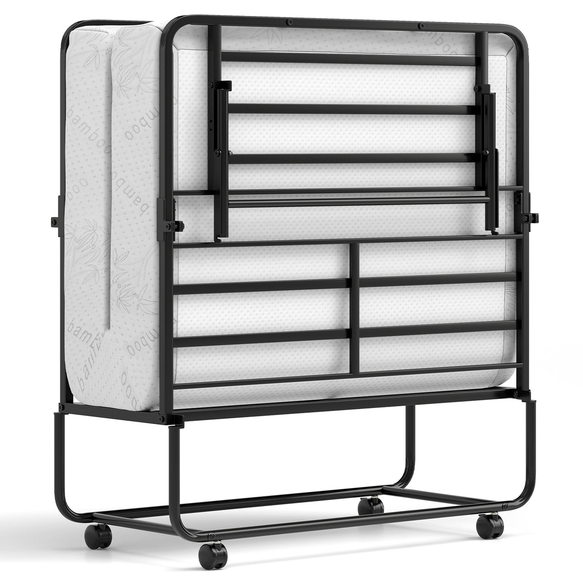 Twin Size Folding Guest Bed with Memory Foam Mattress - 75 x 38 Inch