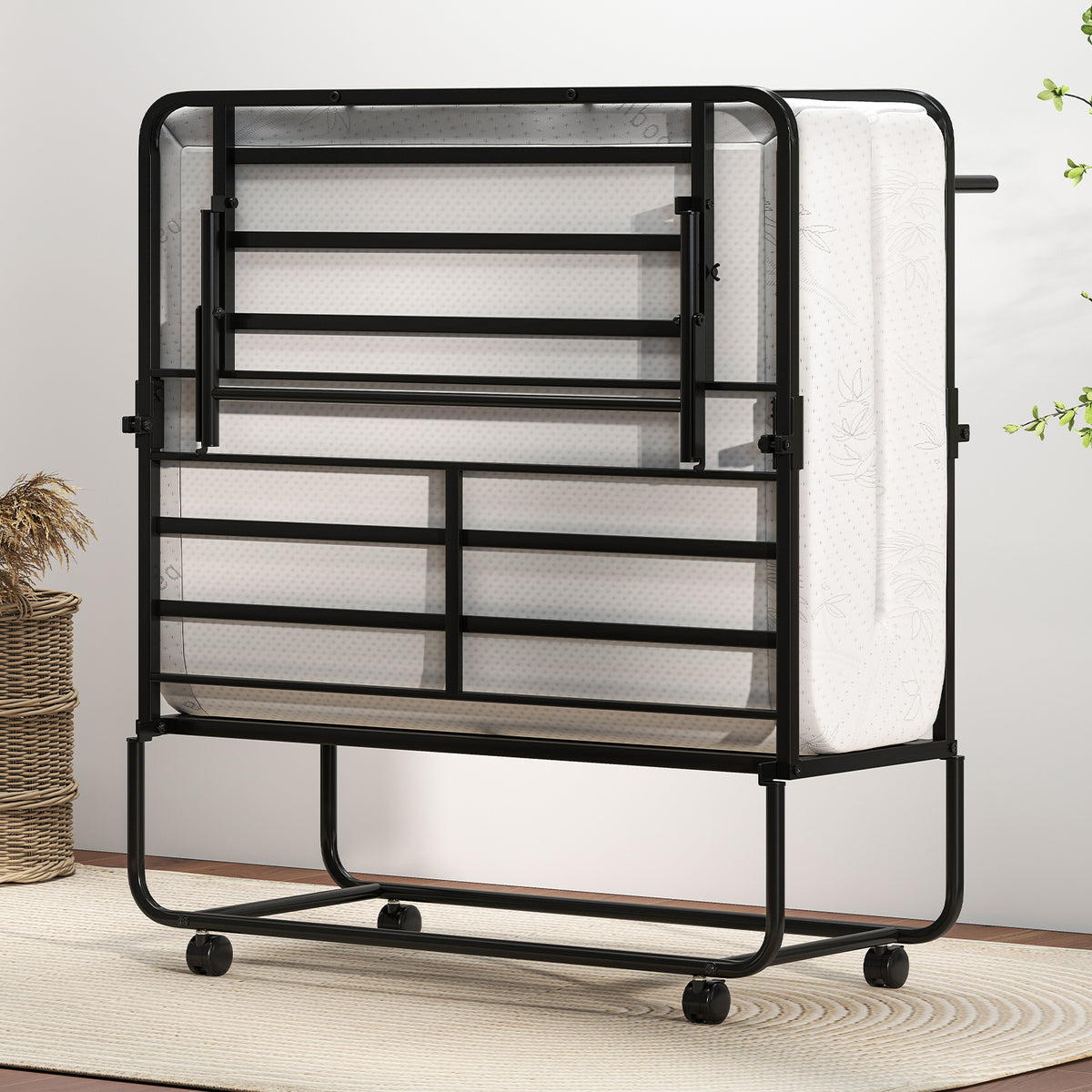Twin Size Folding Guest Bed with Memory Foam Mattress - 75 x 38 Inch