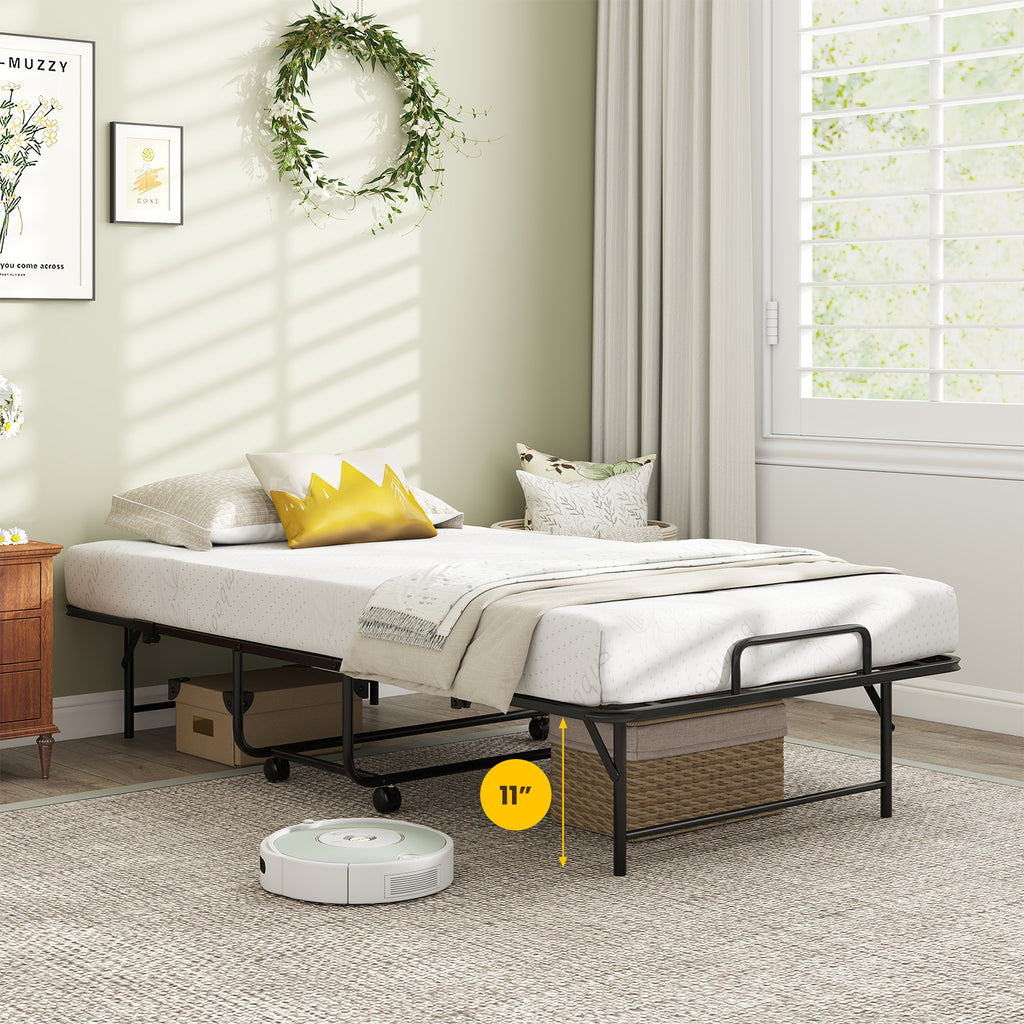 Twin Size Folding Guest Bed with Memory Foam Mattress - 75 x 38 Inch