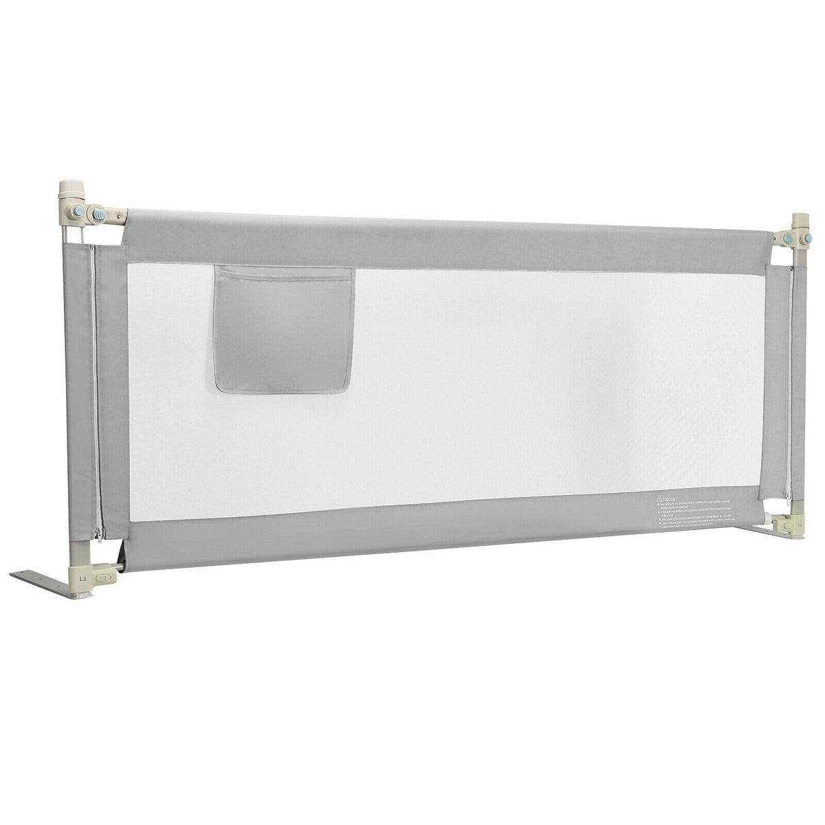 77 Inch Baby Bed Rail with Double Safety Lock & Gray Finish - Child Safety Guard